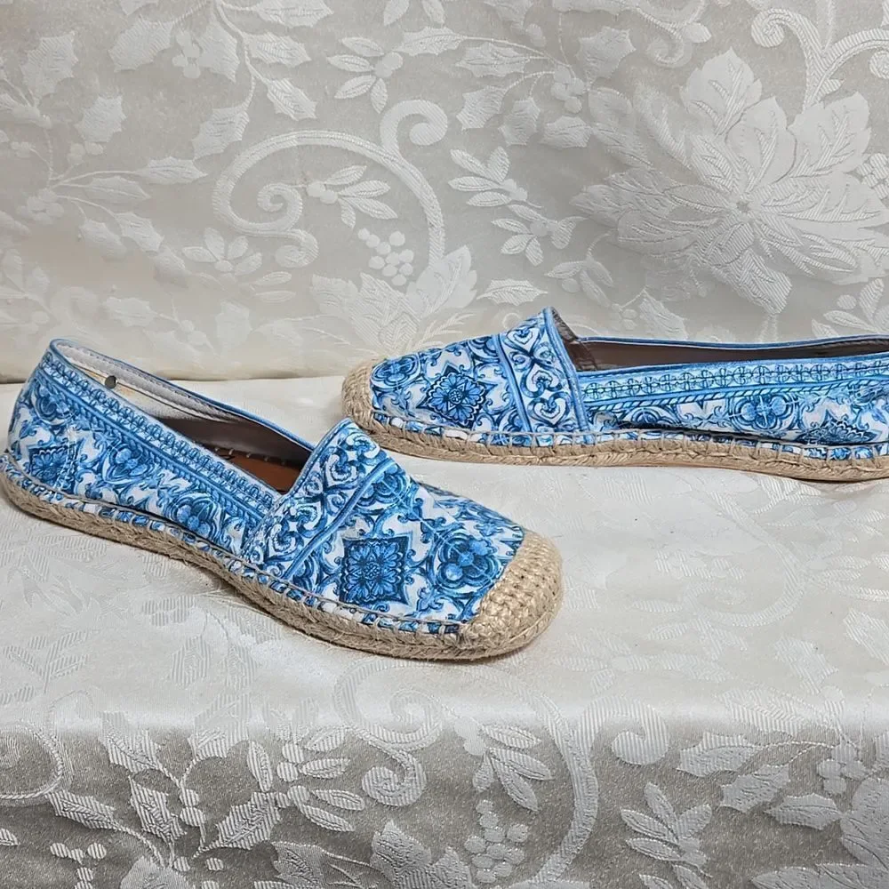 Brighton Blue Espadrilles with Floral Print